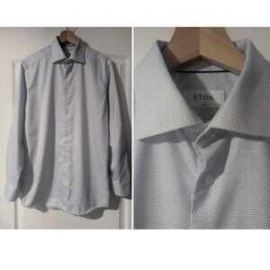 Eton | Men’s Slim Fit Dress Shirt In Micro Geometric Light Blue (15.5/39)